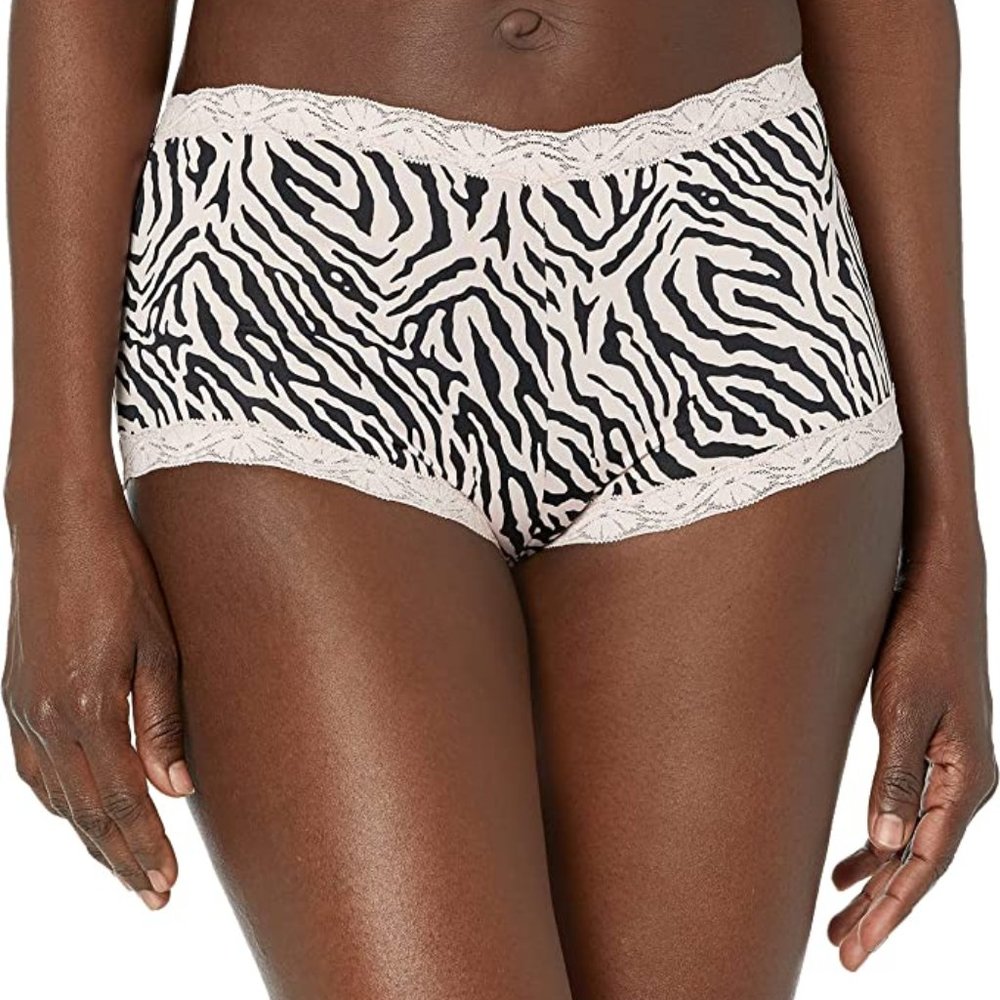 Maidenform NWT Soft Zebra Rose Microfiber Lace Trimmed Boyshorts 40760 S 5